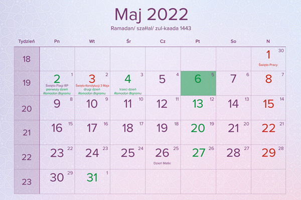 Kalendarz maj